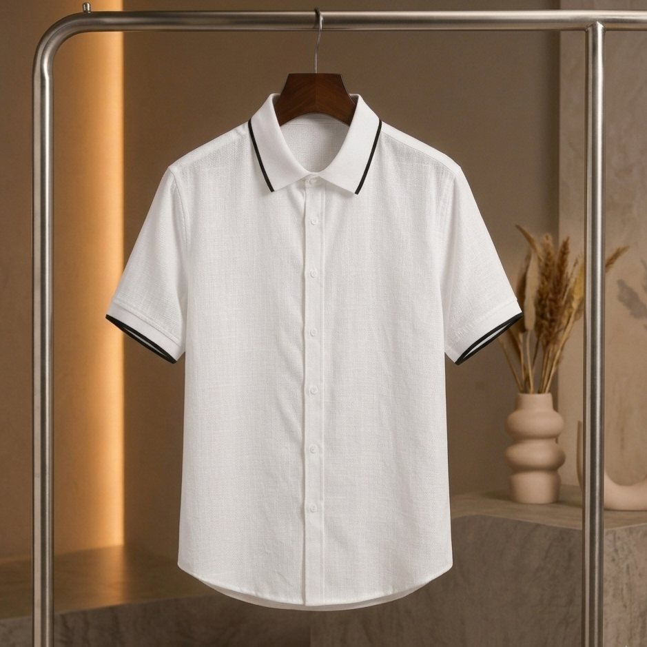 Premium white 1ST Rib haff Shirt