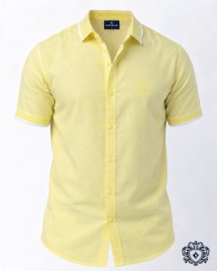 Linen Rimi Rib Style Half Shirt – Pastel Yellow