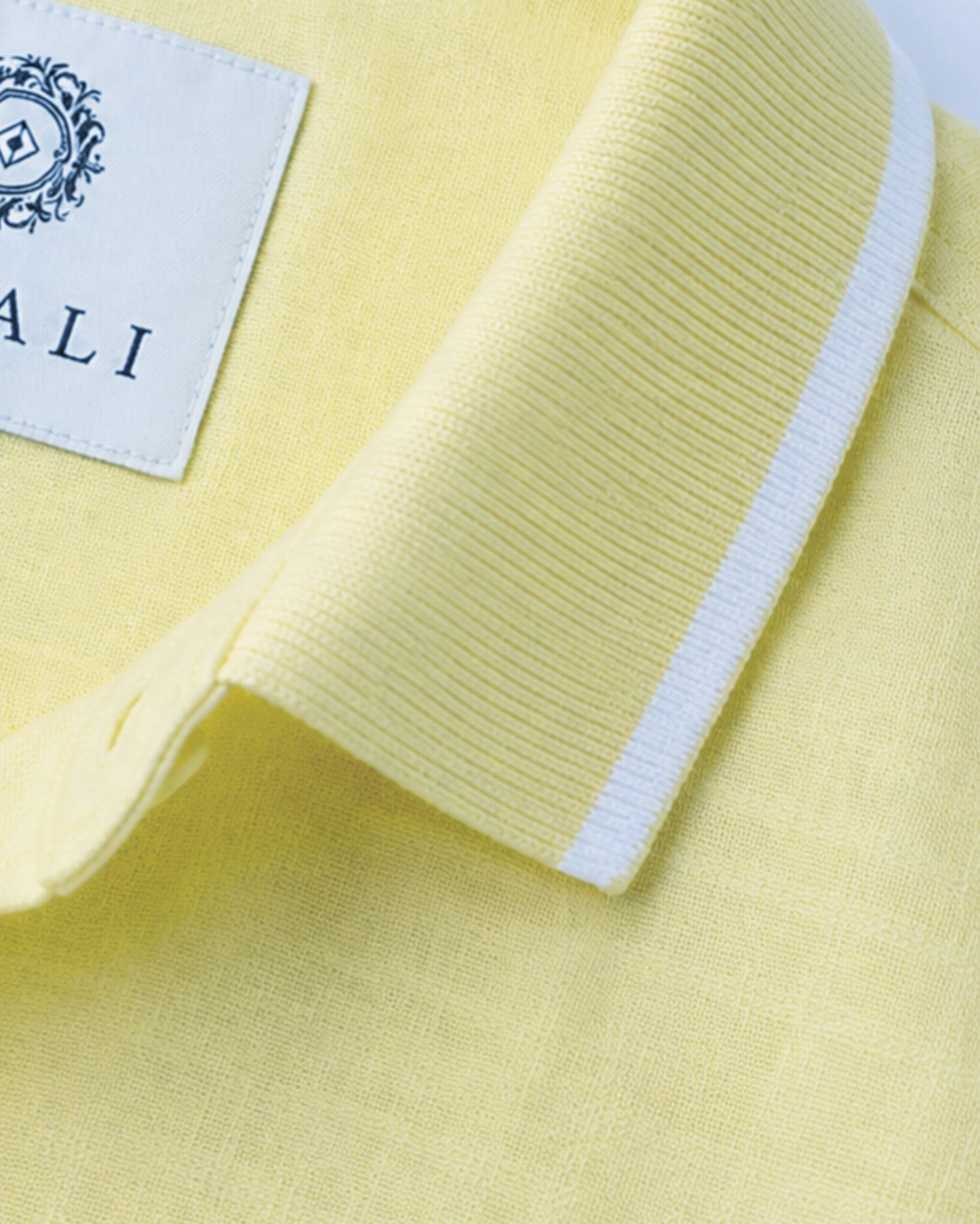 Linen Rimi Rib Style Half Shirt – Pastel Yellow - Image 3