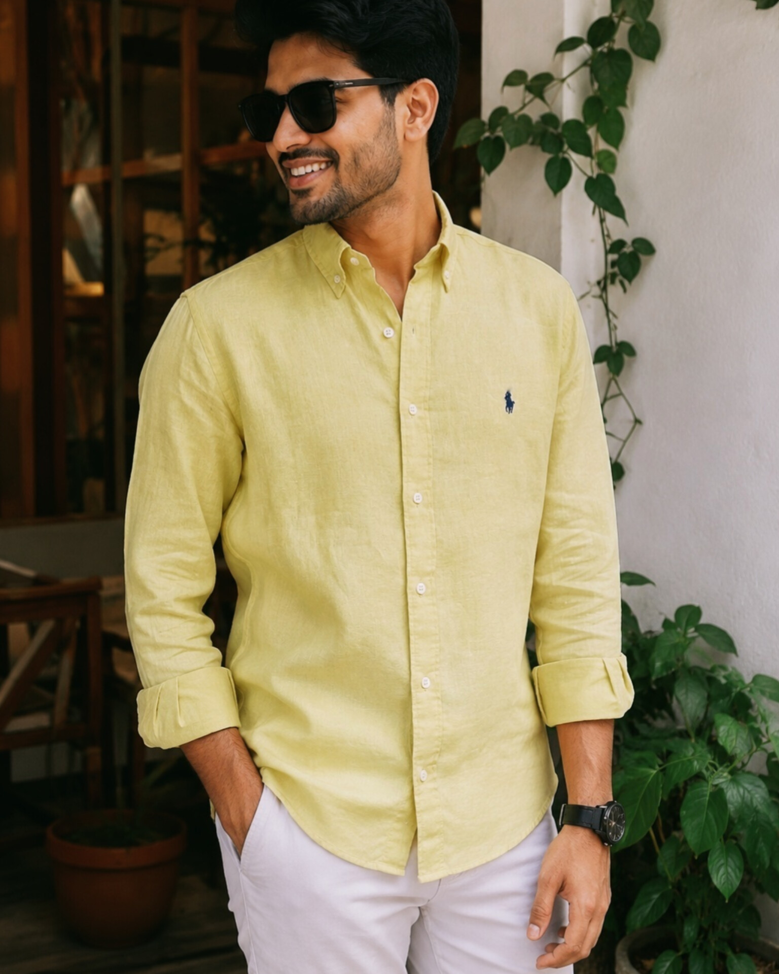 Premium Linen Full Sleeve Shirt – Pastel Yellow - Image 3